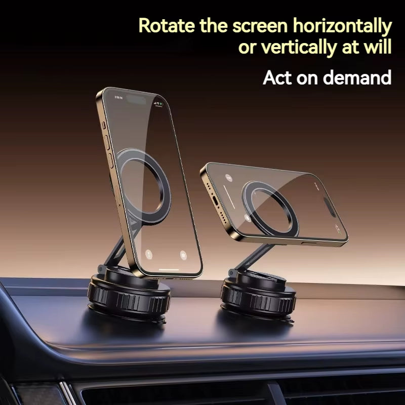 Metal Vacuum Magnetic Car Phone Holder Mount Adjustable Suction Foldable Phone Stand for Mirro Gym Bath Shower Home